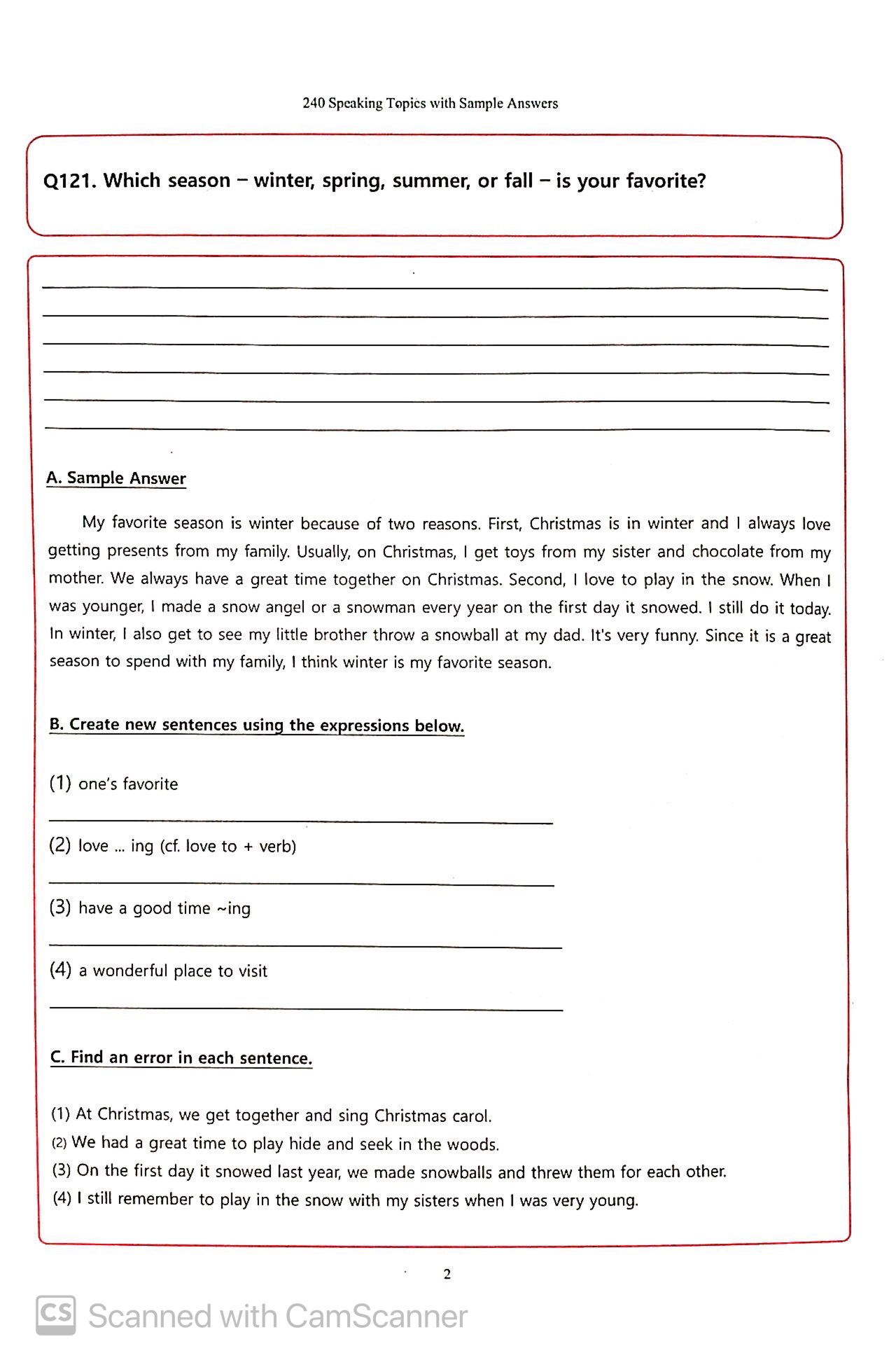 240 Speaking Topics - Vol 2 (Topics 121-240)