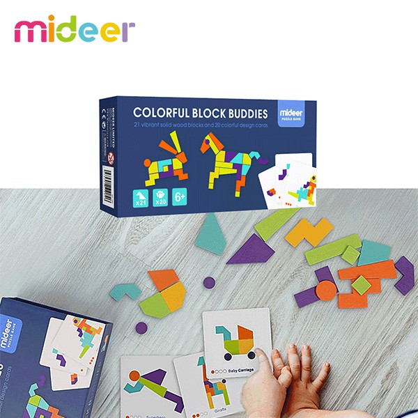 Bộ xếp hình gỗ tư duy Mideer nhiều màu Colorful Block Buddies - MD1082