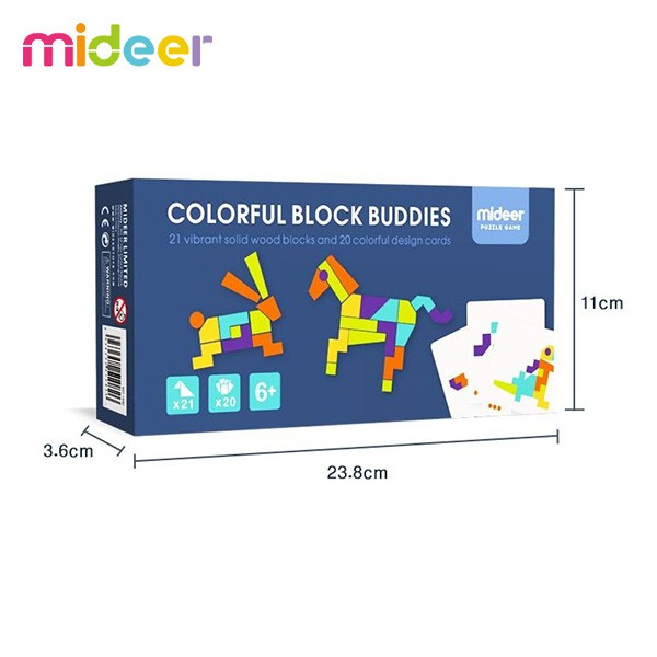 Bộ xếp hình gỗ tư duy Mideer nhiều màu Colorful Block Buddies - MD1082