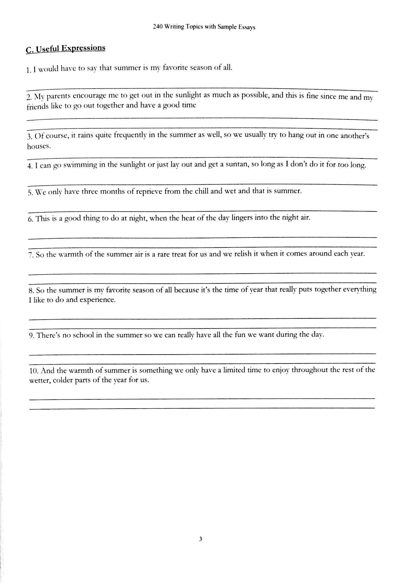 240 Writing Topics With Sample Essays - Vol. 2 (Topics 121 - 240)