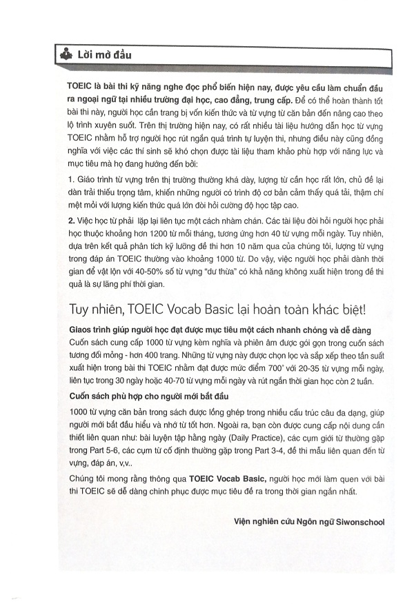 Toeic Vocab Basic - 1000 Từ Vựng Cơ Bản Kèm Bài Tập Dành Cho Người Mới Bắt Đầu