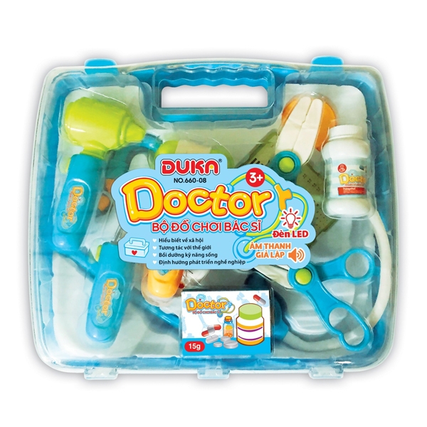 Đồ Chơi Bác Sĩ Màu Xanh Quai Xách Vuông - Duka 66008